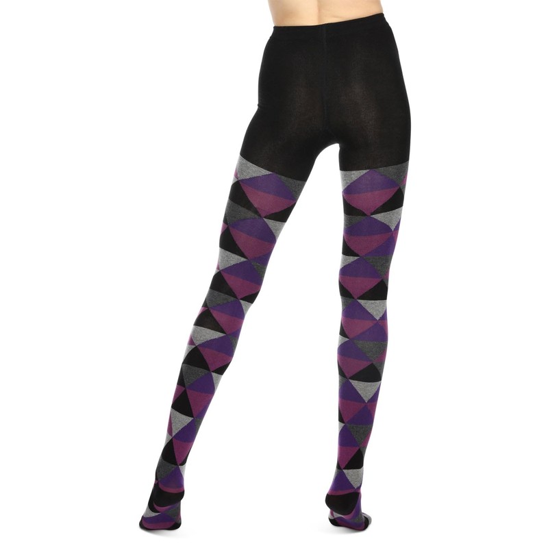 MeMoi Triangular Cotton Blend Sweater Tights Dark Gray Heather Medium/Large