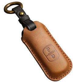 [Kinotaka] MAZDA Smart Key Case for Mazda Cars, Genuine Leather, CX3, CX7, CX8, CX9, RX8, MPV, Axela, Sport Atenza, Atenza Sedan, Atenza Wagon, New Demio 2 Button Leather Key Holder, Braun