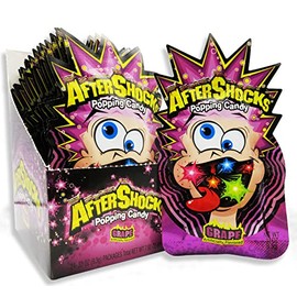Foreign Candy Aftershocks Grape Popping Candy Minis, 0.33 Ounce Packs - 24 Count Display Box