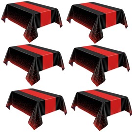 Preocea 6 Pack Black and Red Tablecloth Party Decorations, 137 x 274 cm