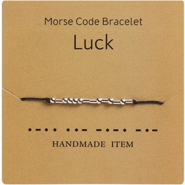 TESTRYE Morse Code Bracelets for Women,Luck Morse Code Bracelets with Adjustable String,Inspirational Gifts for Women Men Friends, metal