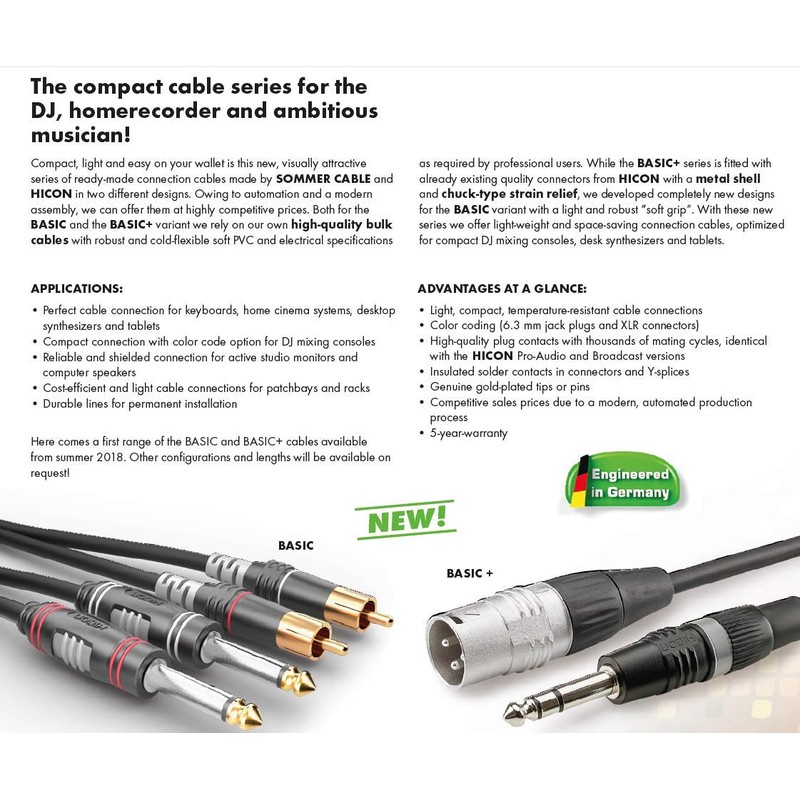 Hicon Sommer Cable HBA-6A-0090 Jack Audio Connection Cable [1x Jack