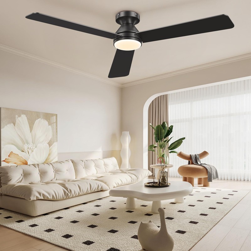 52 Inch Ceiling Fans with Lights, Remote Control, 3CCT, Dimmable&Adjustable