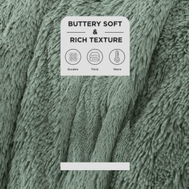 Bedsure Fluffy Sage Green King Size Blanket for Bed, Thick Soft Sherpa Faux Fur Fleece Bedding Fuzzy Plush Winter Warm Heavy Oversize Big Large King Blanket, Cozy Green Gifts for Men Women, 108x90