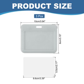 PATIKIL 3 Pack Clear Badge Holder, Plastic ID Badge Holder Clear Window Horizontal ID Protector Clips for Credit Cards Proximity Key Cards Licenses, Grey