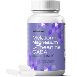 Magnesium Glycinate 275mg Melatonin 5mg L-Theanine 200mg GABA 100mg, Vegan Sugar-Free Gluten-Free, 90 Capsules