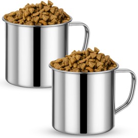 2 Pcs Dog Food Scoop 2 Cup,304 Stainless Steel Dog Food Measuring Cup,2 Cup Scoop for Dogs, Cats, Birds & Rabbits