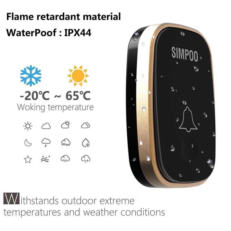 Wireless Doorbell, 400M Range Electronic Doorbell, Loud Enough with 5Volume