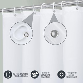 UFRIDAY Ombre Grey Shower Curtain 72 x 72 inch,Water Resistant Decorative Gradient Print Bathroom Spa Hotel Fabric Shower Curtain Liner with 12 Grommets