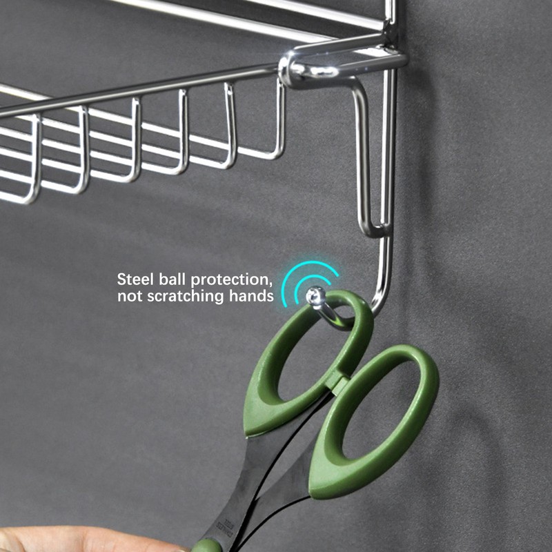 Stainless Steel Folding Storage Rack with Hook and Non Punching
