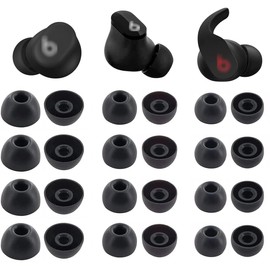 Rqker Ear Tips Compatible with Beats Studio Buds+ Fit Pro Solo Buds Earbuds, 12 Pairs S/M/L Sizes Anti Slip Soft Silicone Tips Ear Tips Replacement, Compatible with Beats Earbuds 12 Pairs Black