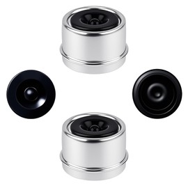 1.98" Trailer Hub Cap, 2Pcs Trailer Bearing Dust Cap with Extra 2Pcs Grease Rubber Plugs, Trailer Axle Grease Cap for Most 2000 to 3500 Pound Dexter Trailer EZ Lube RV Camper Wheel Cover Axle