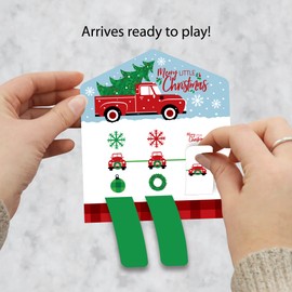 Big Dot of Happiness Merry Little Christmas Tree - Red Truck Christmas Party Game Pickle Cards - Pull Tabs 3-in-a-Row - Set of 12