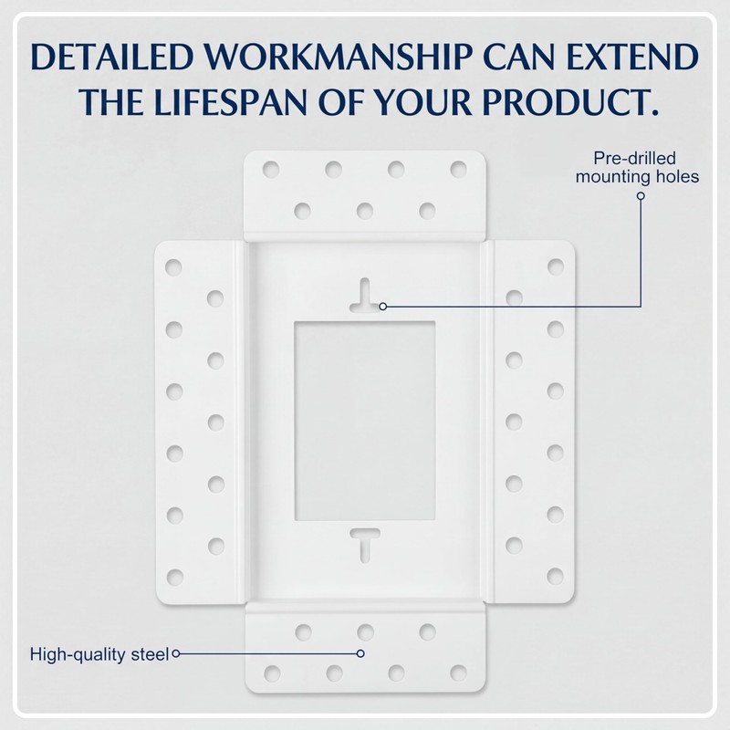 3-Gang Flush Drywall Receptacle Mount - Seamless Mud-In Wall Plate