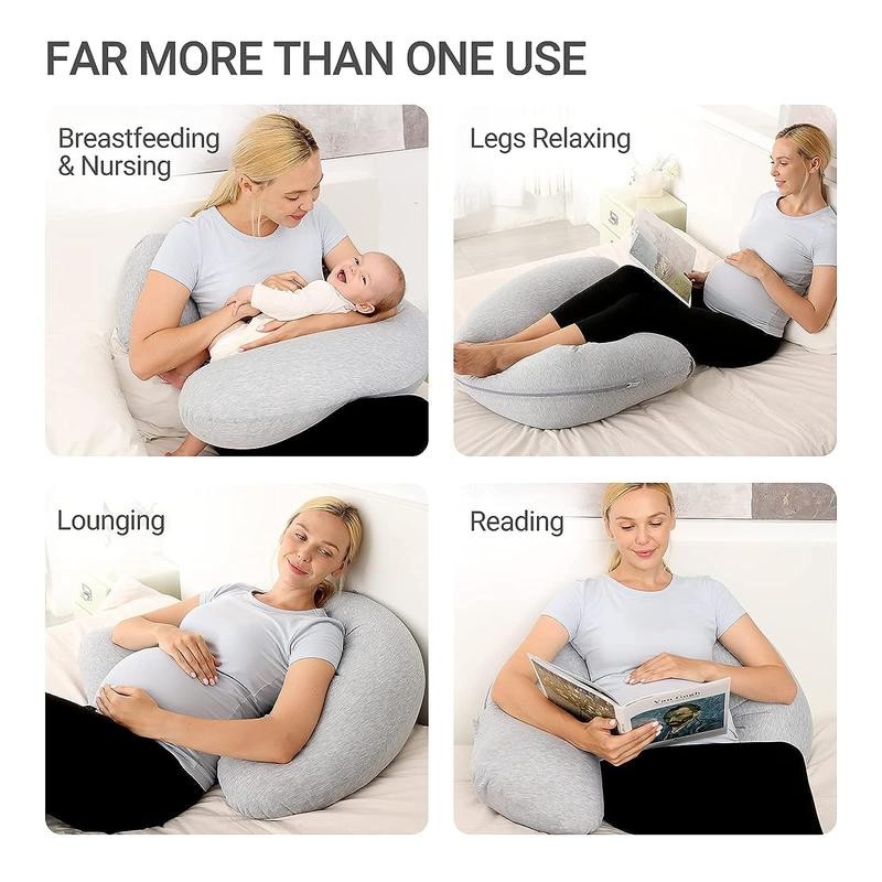Momcozy Pregnancy Pillows for Side Sleeping, J Shaped Maternity Body