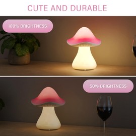 FUYO Mushroom Table lamp, with Warm White LED Indoor/Outdoor Decorative Light IP44 Water-Resistant Rechargeable USB Powered 2 Brightness Levels for Bedroom Garden Patio Decor Easter Decor