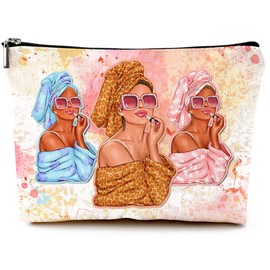 Pequeña bolsa de maquillaje para bolso, bonita lona, bolsa de cosméticos impermeable para mujer, bolsa de aseo de viaje con cierre, Fashion Clipart