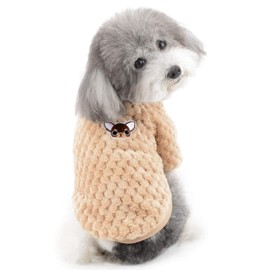 Zunea Dog Jumper for Small Dogs Fleece Warm Soft Puppy Sweater Winter Coats Winter Jackets Dog Clothing Pet Chihuahua Cats Clothes Brown L