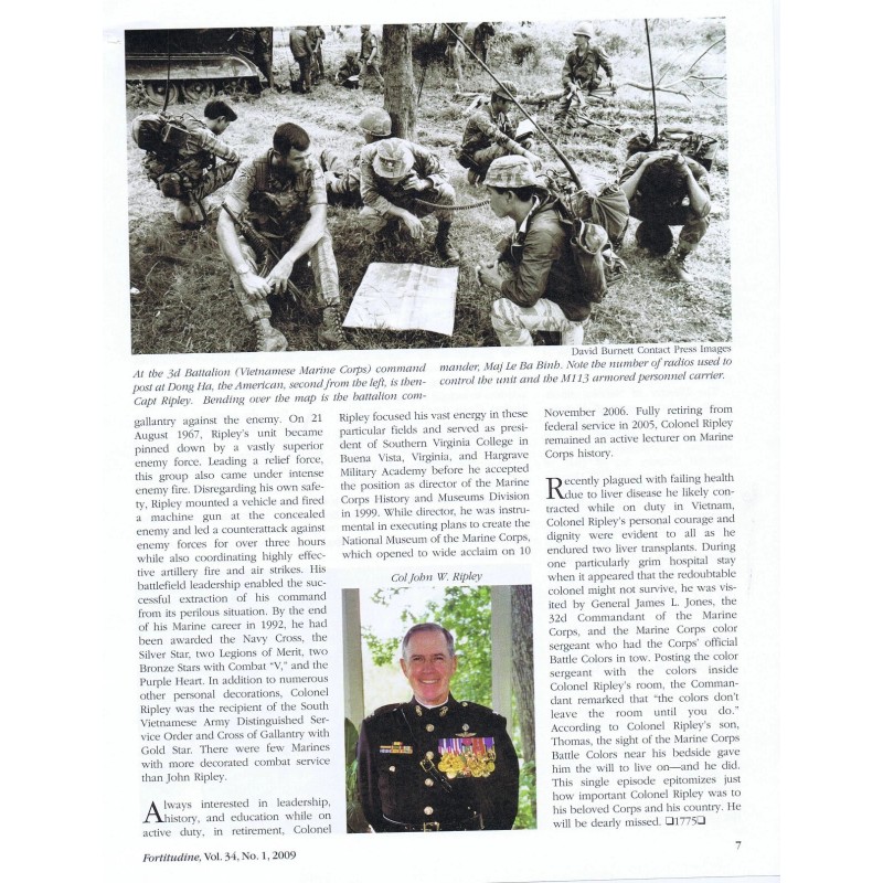 USNA Print signed by Col John Ripley (Navy Cross), USNA