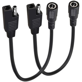 tunghey 2Pack 20AWG SAE Plug to DC5.5x2.1mm Female Converter Adapter Cable, SAE to DC Connector for Cars, Motorcycles, Solar Panels 25CM