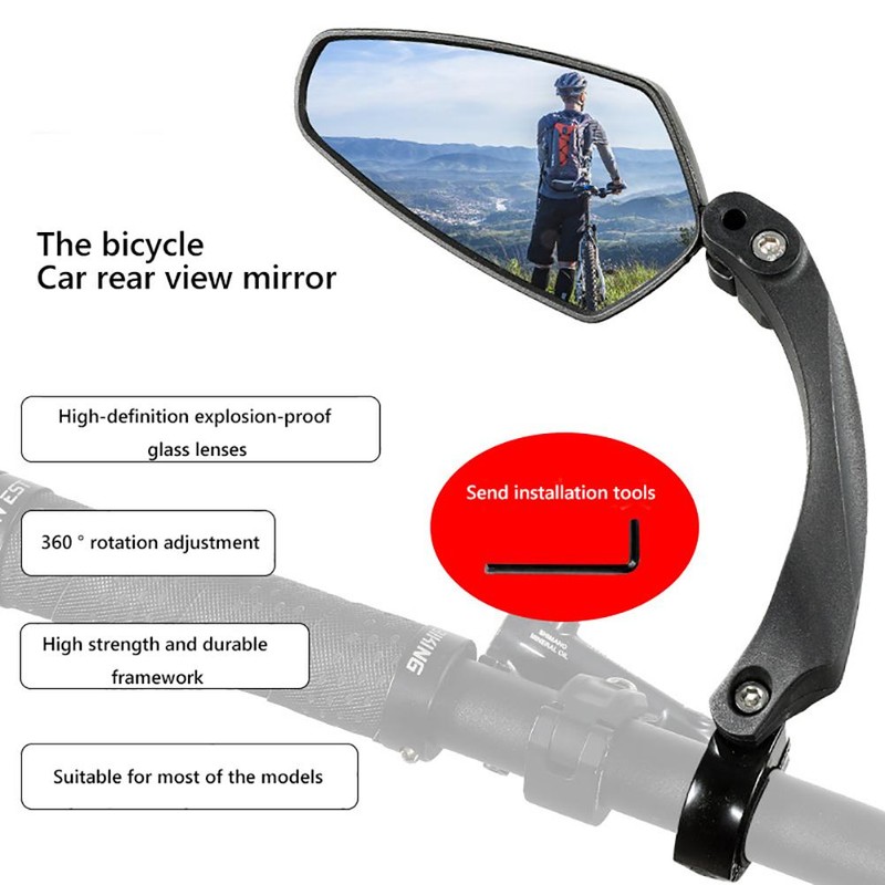 Bike Mirror Handlebar Mount Riding Rearview Mirror Adjustable Rotatable Safety