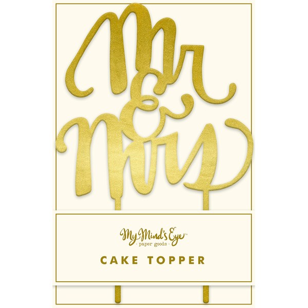 My Mind's Eye Fancy Mr & Mrs Cake Topper - Gold Party Decoration
