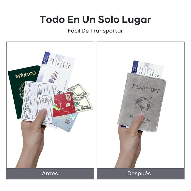 Caja de Pasaporte, 2 Pack Cartera para Pasaporte RFID, Pasaporte