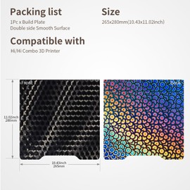 Upgrade 265x280MM Build Plate for Hi Combo, PEH PEK Sheet Double Sided Smooth Board Heated Bed Spring Steel Flexible Platform for Creality Printer Accessories Replacement
