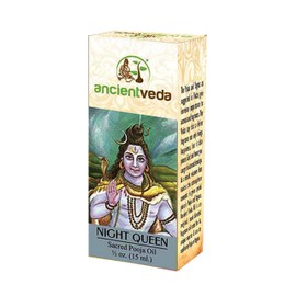Ancient Veda Organic Puja Oil 100% Natural Pure Pooja Oil 15mL for Aromatherapy, Prayer, & Ayurvedic Practice (Night Queen)