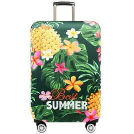 TRAVEL KIN Thickened Luggage Cover ，Washable Travel Gear Cover，18/24/28/32 Inch Suitcase Spandex Protective Cover (M(22"-24" luggage), Tropical Pineapple)