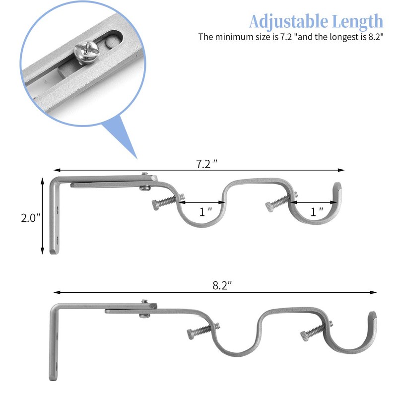 Anndason Heavy Duty Curtain Rod Brackets Adjustable Double Rod Holders
