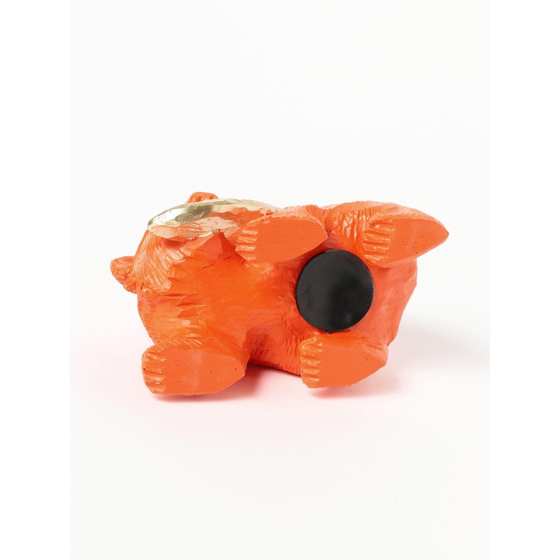 Beams Japan Salmon Bear Piggy Bank, Orange