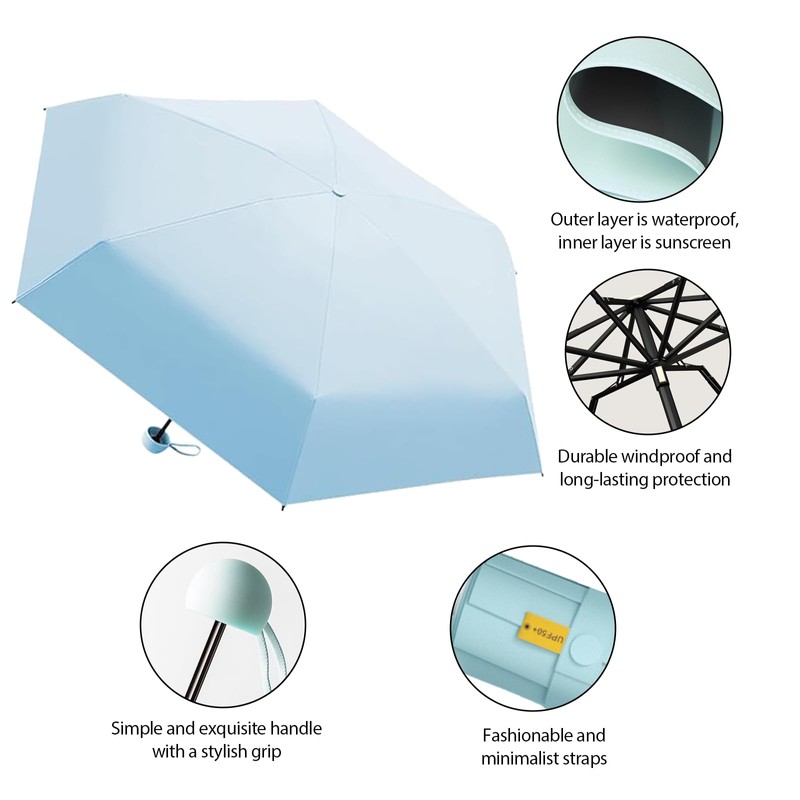 EEPLUYTY Mini Umbrella, Six Bone Umbrella, UV Protection Umbrella, Outdoor