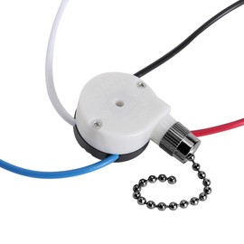 Ceiling Fan Switch ZE-208S Pull Chain Switch 3 Speed 4 Wire Switch Fan Replacement Part with 4 Pre-Installed Wires -Black Chain