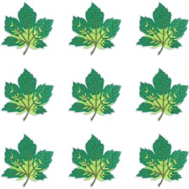 MECCANIXITY - 9 parches termoadhesivos para hojas de arce de otoño, 7,9 x 8,3 cm, bonitos parches para coser para reparar ropa, decoración de Acción de Gracias, color verde