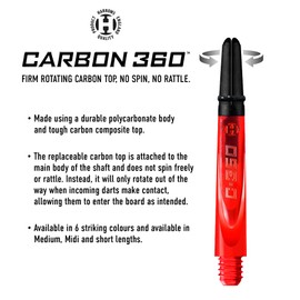 Harrows Carbon 360 Red Shafts, Increased Aerodynamic Flow, Dart Shafts, 3 Shafts per Pack, 3 Packs Included (9 Shafts in Total) … (Small)