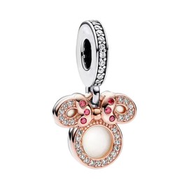 H.ZHENYUE S925 Sterling Silver Charm Pendant Dangle Beads for Bracelet Necklace Rose Gold Mouse Head for Women Gifts