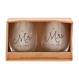 Mud Pie Mrs Est Glass Set 16 oz DRINKWARE