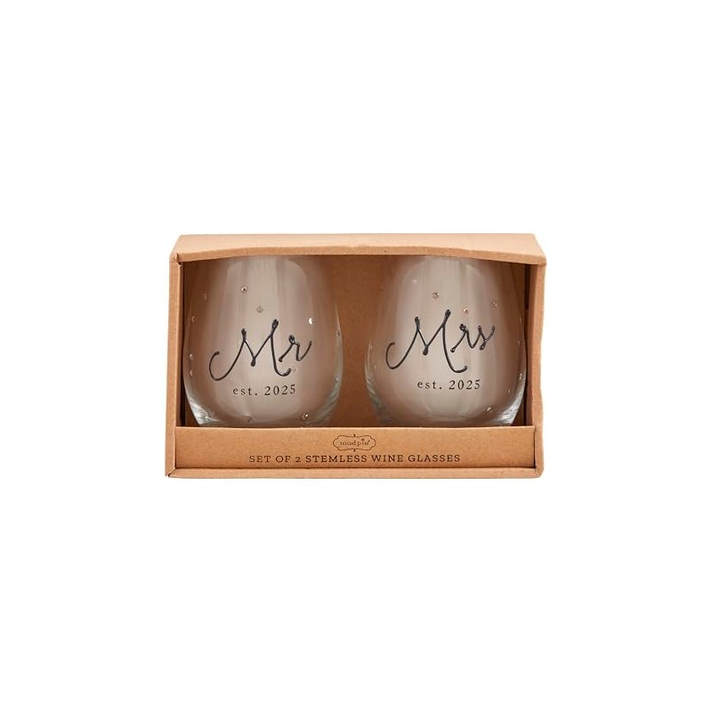 Mud Pie Mrs Est Glass Set 16 oz DRINKWARE