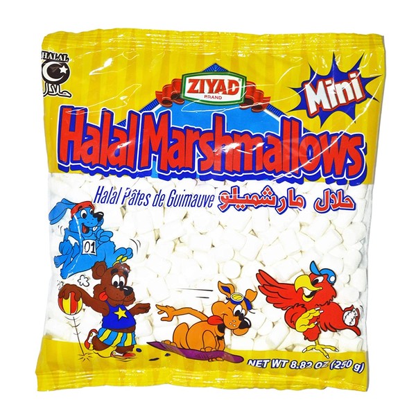 Ziyad Gourmet Halal MINI Marshmallows, Pork-Free, Egg-Free, Dairy-Free, Gluten-Free, Perfect for Holidays and S’mores! 8.80 oz