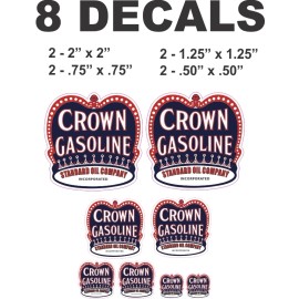8 Crown Gasoline Standard Oil Company Vinyl Decals