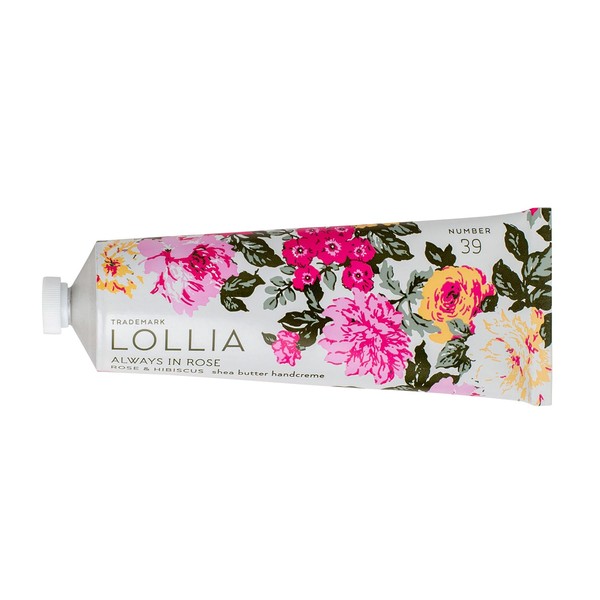LOLLIA Always in Rose Handcreme, 4 oz. – Rose & Hibiscus – Scented Hand Cream for Women, Moisturizing Hand Lotion for Dry Hands, Shea Butter & Cocoa Butter, Quick Absorbing Lotion