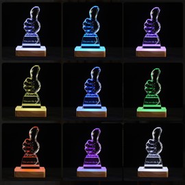 LED Display Wood Color Design Base with Acrylic Diffusion, RGB Color Changing & Dimming, for Home & Office Decor 10cm x 10cm x 2.7cm 9 Mode 7 Color Change