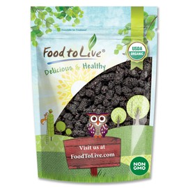 Food to Live Organic Dried Black Mulberries, 1 Pound – Non-GMO, Raw Fruit, Unsulfured, Unsweetened, Vegan, Mulberry in Bulk. Great for Snacking, Desserts, and Granola. No Sugar Added. Morus nigra