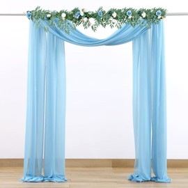 GRUKVAR Wedding Arch Drapes Light Blue Voile Fabric Drapery 2 Panels 29" x18ft Romantic Baby Blue Wedding Archway Sheer Tulle Curtains Backdrop Indoor Ceremony Swag