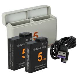vhbw Ladezubehör-Set Ersatz für DJI BCX204-1950-3.87, CP.OS.00000370.01 für Kamera - 2X Akku, 1x Ladeschale mit USB-Kabel