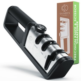 Oliver's Kitchen ® Knife Sharpener - Repair & Restore not Replace - Bring Dull Blades Back to Life - 3 Stage Sharpening for Kitchen & Home - Sharpens Knives, Scissors and More