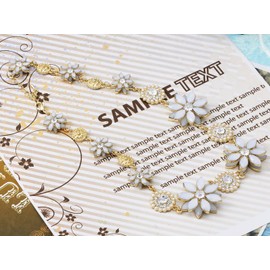 Alilang Golden Tone White Flower Intricate Faux Pearl Rhinestone Accented Necklace