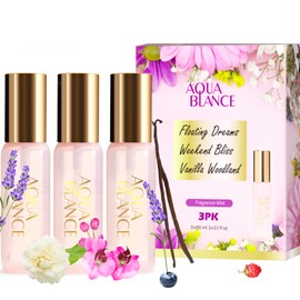 AQUA BLANCE Body Spray Set for Women, Each 60ml/2.1 FlOz, Travel Size Womens Fragrance Body Spray, Three Scents - Vanilla Woodland, Lavender, Jasmine Raspberry