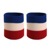 Couver Multi-Colors Mens Womens Sports Wristbands Sweatbands, 1 Pair, Blue/White/Red